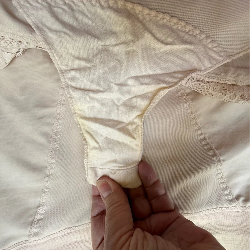 2/$16 Shaper Lace Trim Beige Slip with Panty